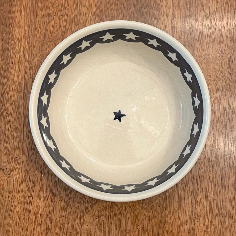 Boleslawiec Pottery 6” bowl Cobalt Blue with White Stars handmade in Poland